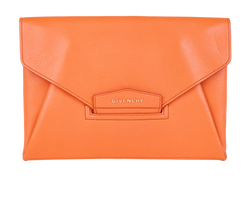 Antigona Envelope Clutch, Leather, Orange, MII, DB, 2*